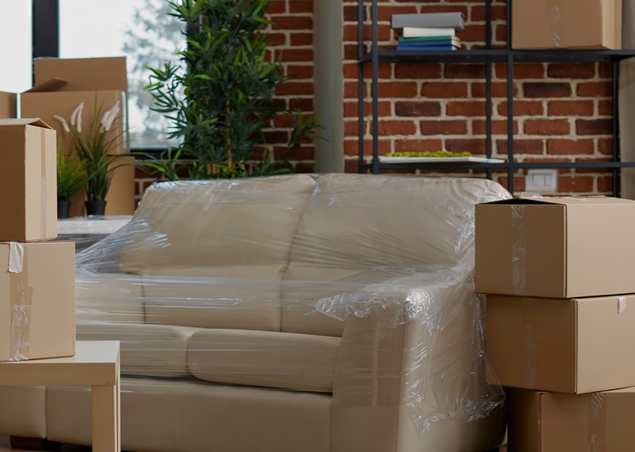 Packed moving truck ready for cross-country transport