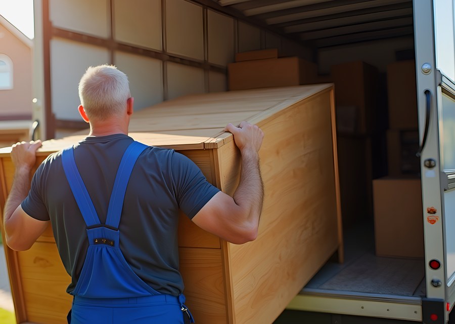 Packed moving truck ready for cross-country transport