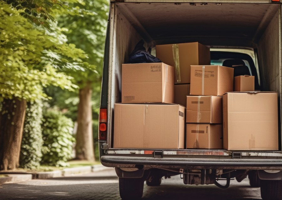 Packed moving truck ready for cross-country transport