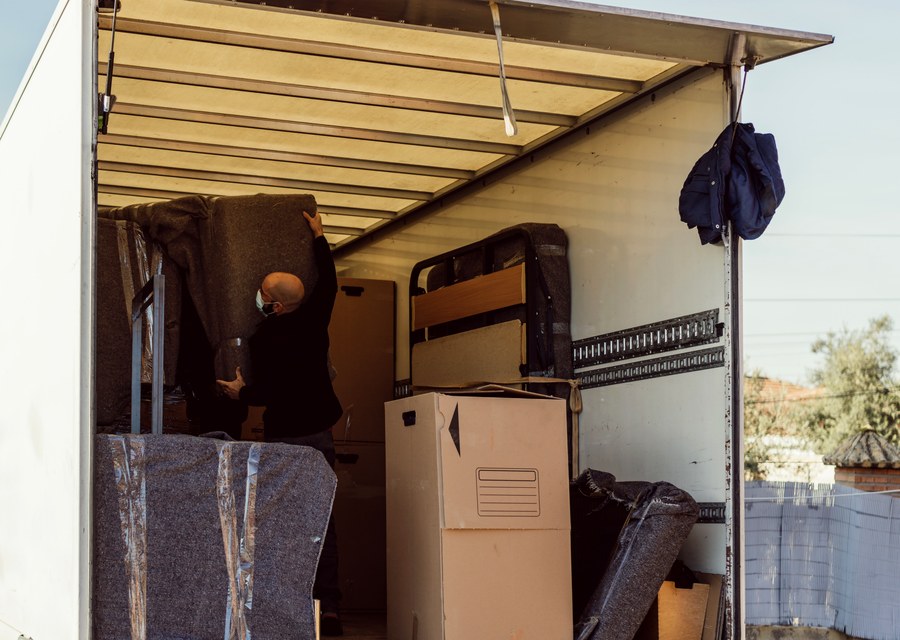 Packed moving truck ready for cross-country transport