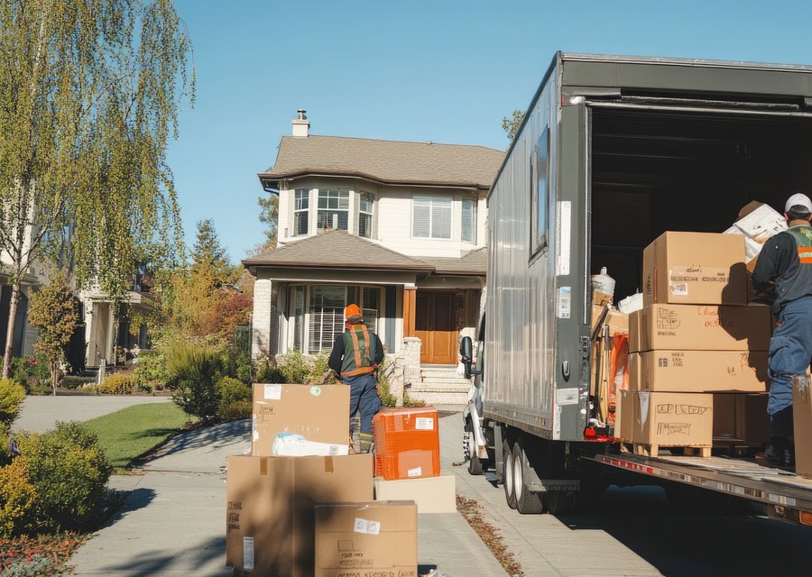Packed moving truck ready for cross-country transport