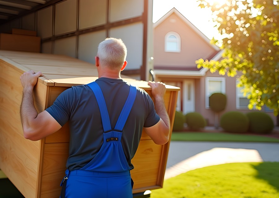 Packed moving truck ready for cross-country transport