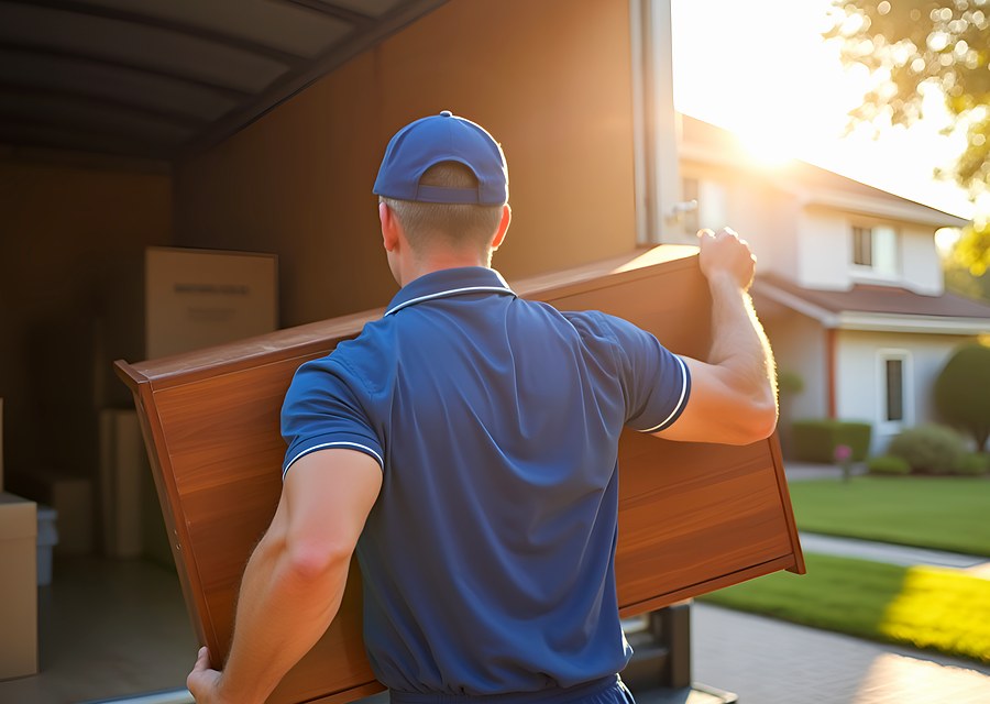 Packed moving truck ready for cross-country transport