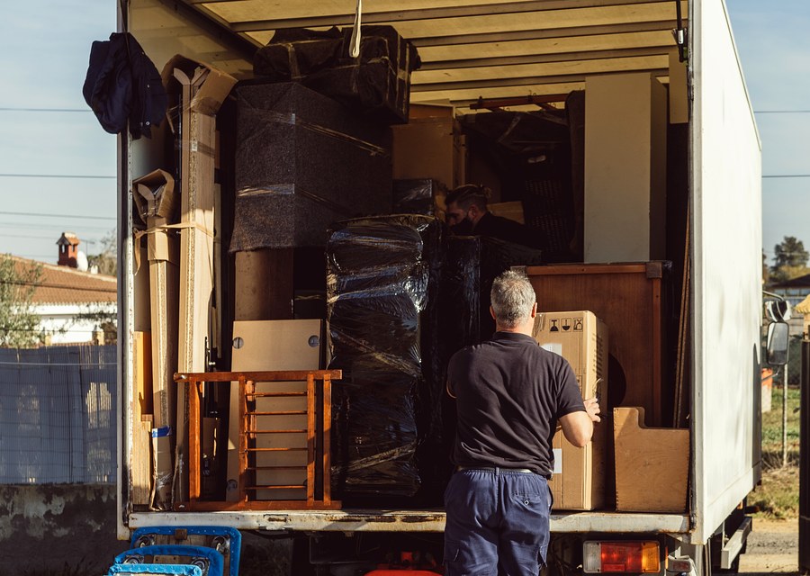 Packed moving truck ready for cross-country transport
