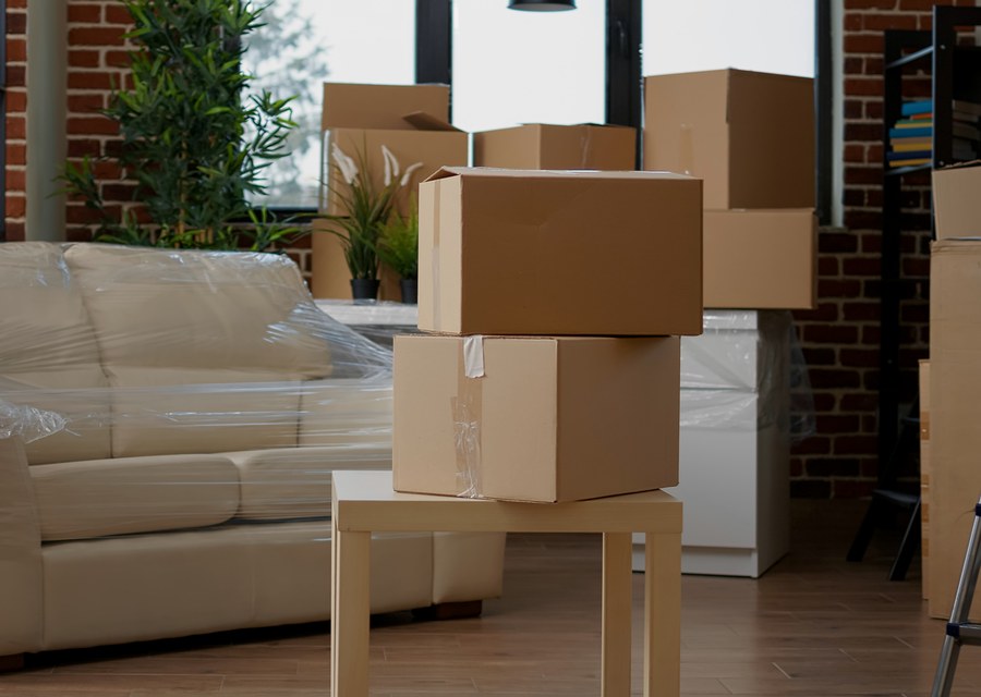 Packed moving truck ready for cross-country transport