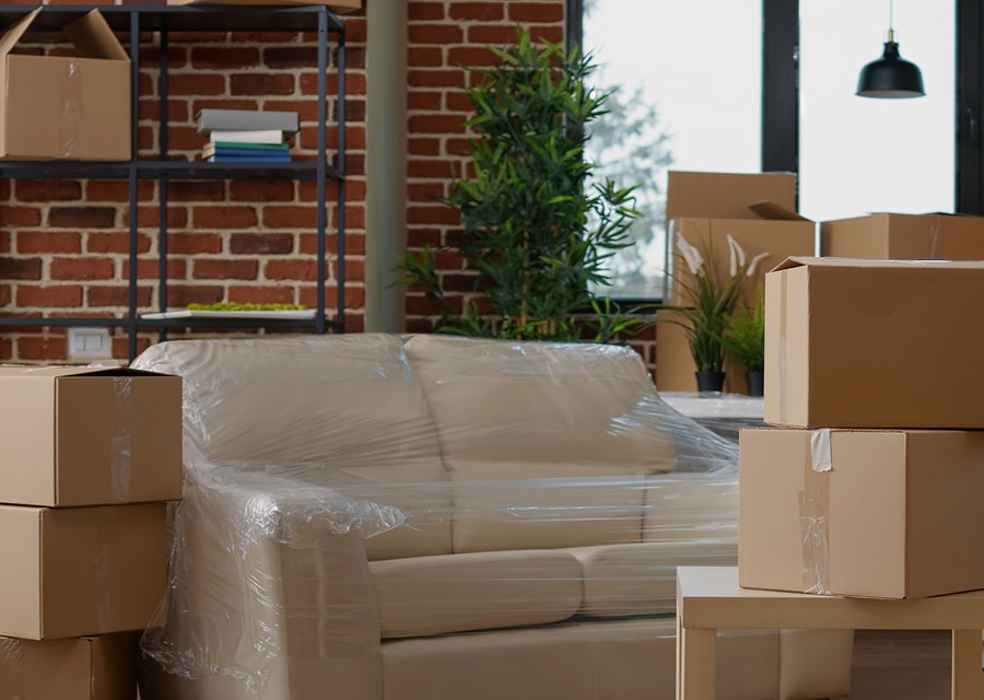 Packed moving truck ready for cross-country transport