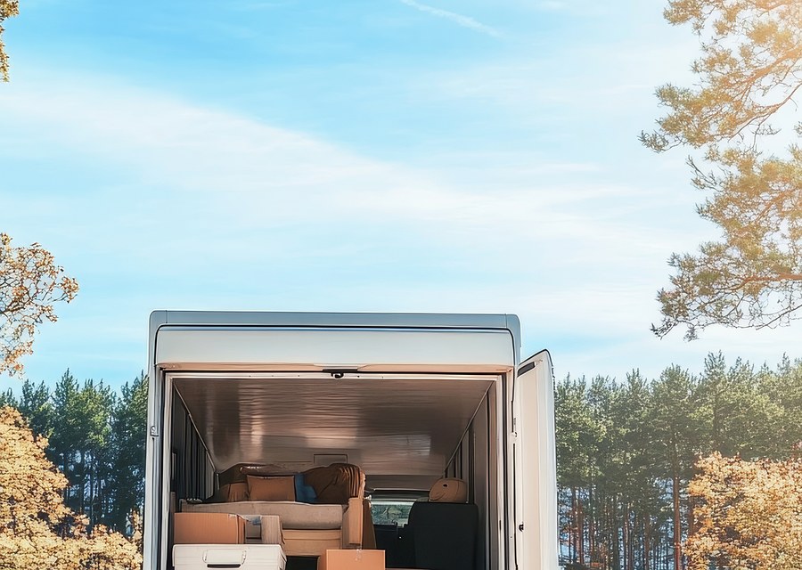 Packed moving truck ready for cross-country transport