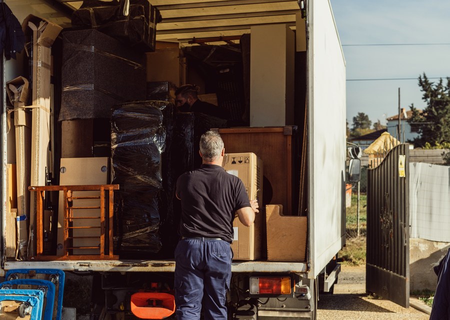 Packed moving truck ready for cross-country transport
