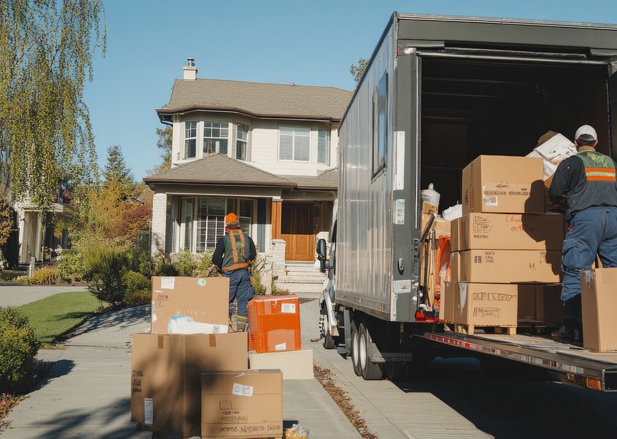 Packed moving truck ready for cross-country transport