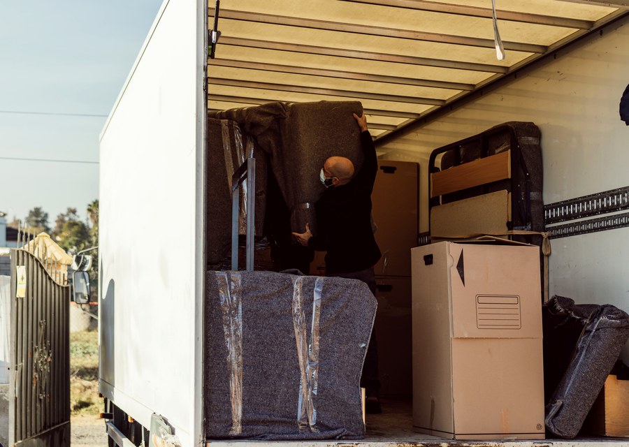 Packed moving truck ready for cross-country transport
