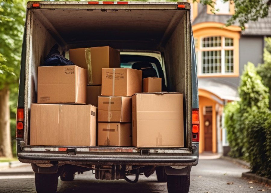 Packed moving truck ready for cross-country transport