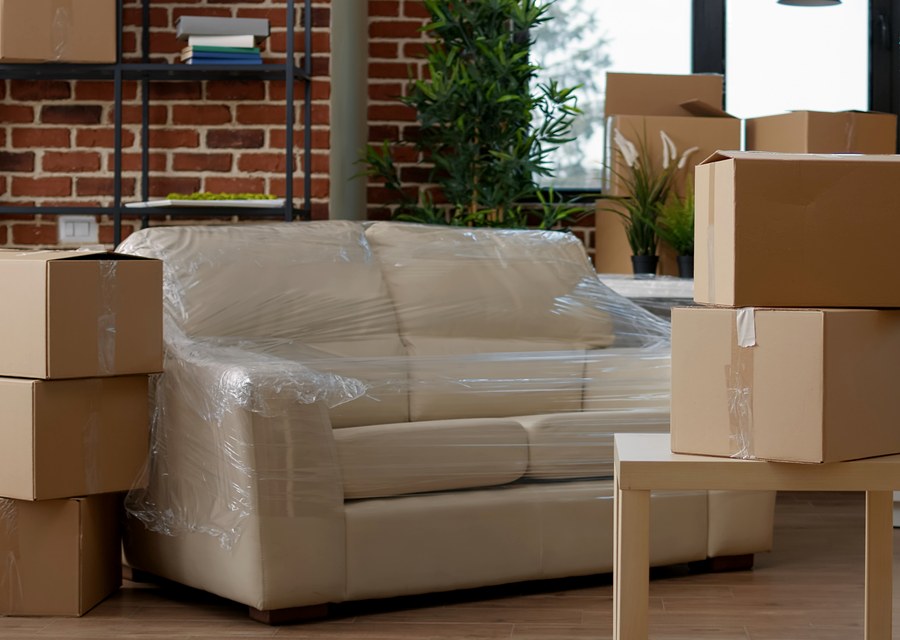 Packed moving truck ready for cross-country transport