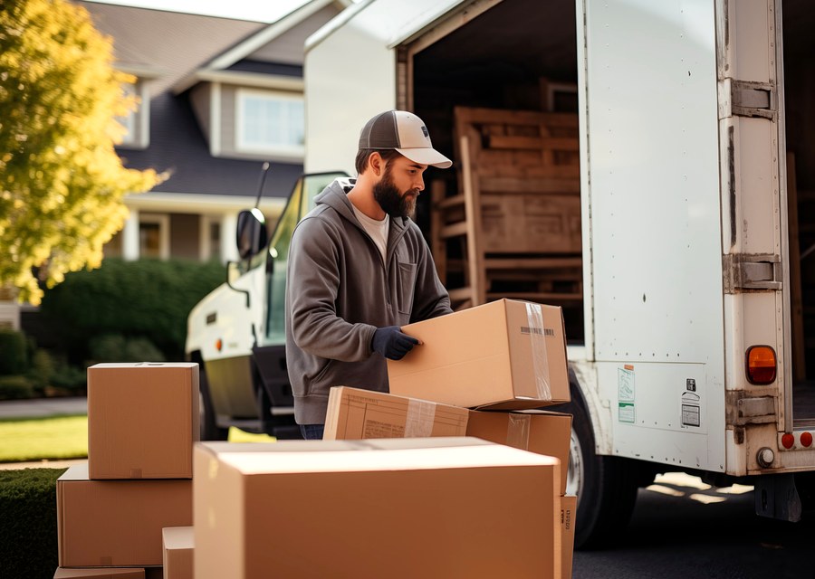 Packed moving truck ready for cross-country transport