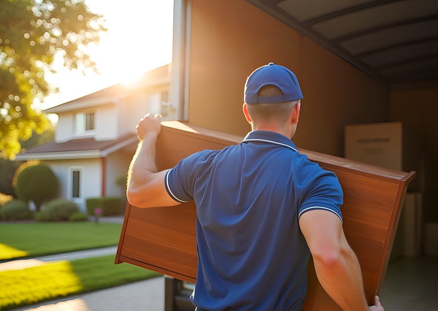 Packed moving truck ready for cross-country transport