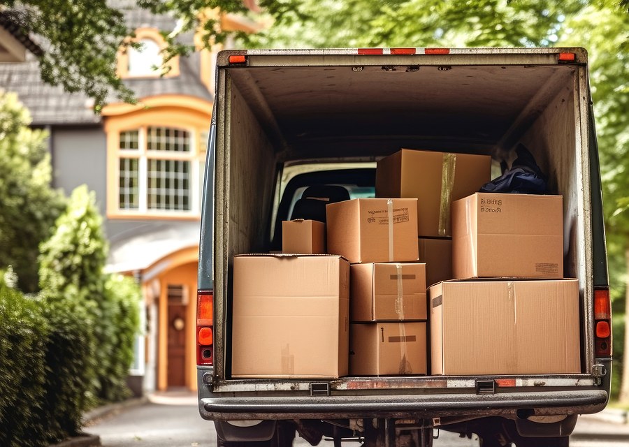 Packed moving truck ready for cross-country transport