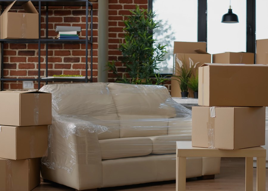 Packed moving truck ready for cross-country transport