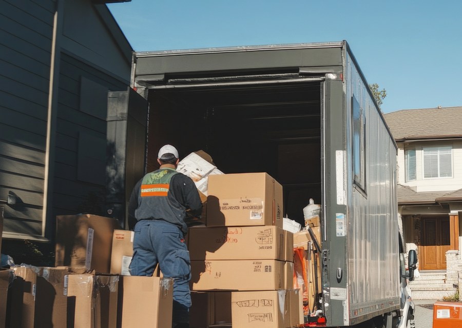 Packed moving truck ready for cross-country transport