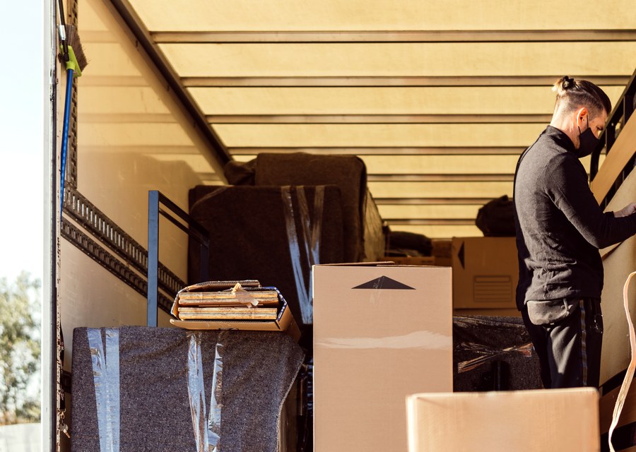 Packed moving truck ready for cross-country transport