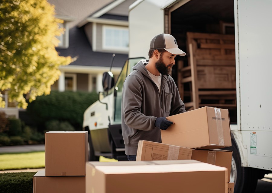 Packed moving truck ready for cross-country transport