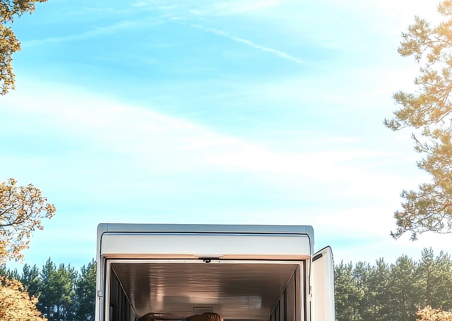 Packed moving truck ready for cross-country transport