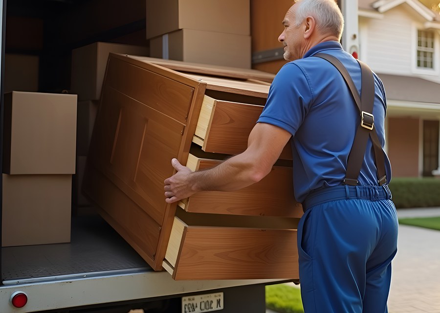 Packed moving truck ready for cross-country transport
