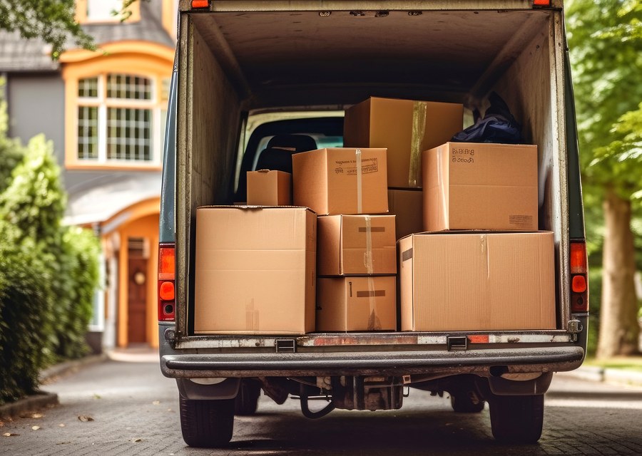 Packed moving truck ready for cross-country transport