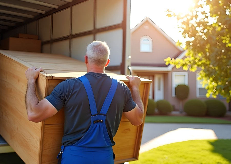 Packed moving truck ready for cross-country transport