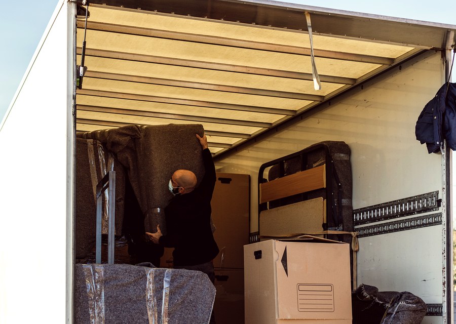 Packed moving truck ready for cross-country transport