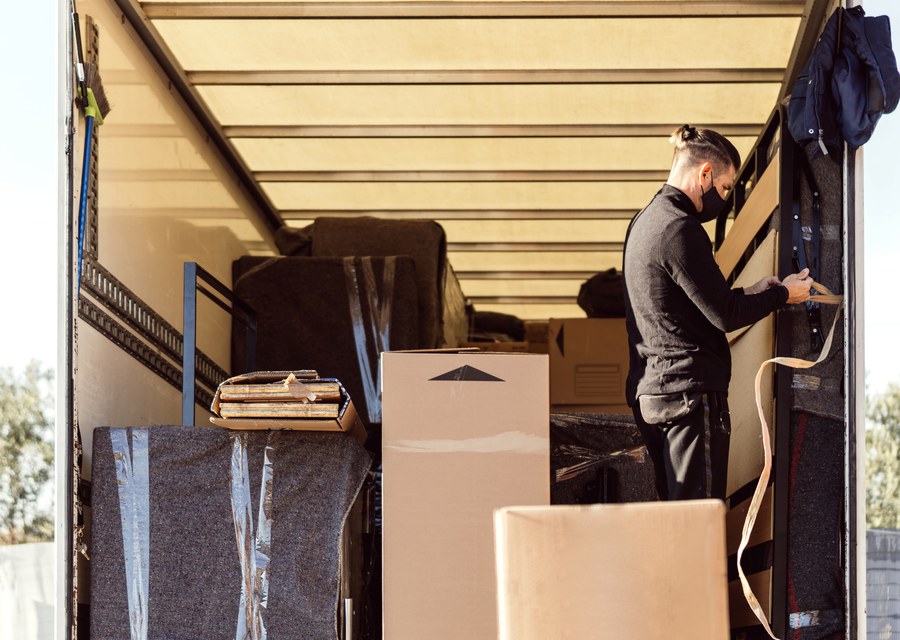 Packed moving truck ready for cross-country transport