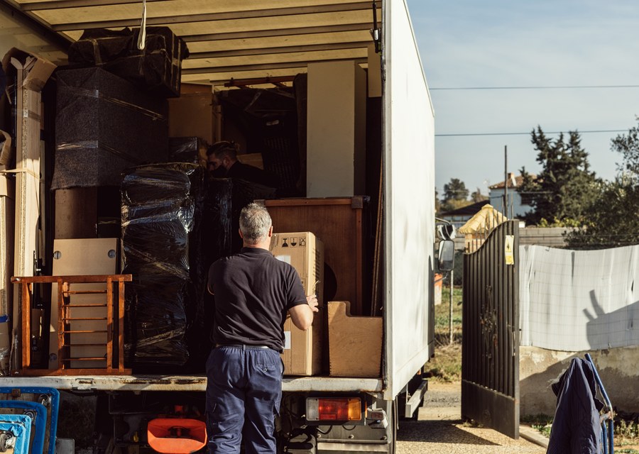 Packed moving truck ready for cross-country transport
