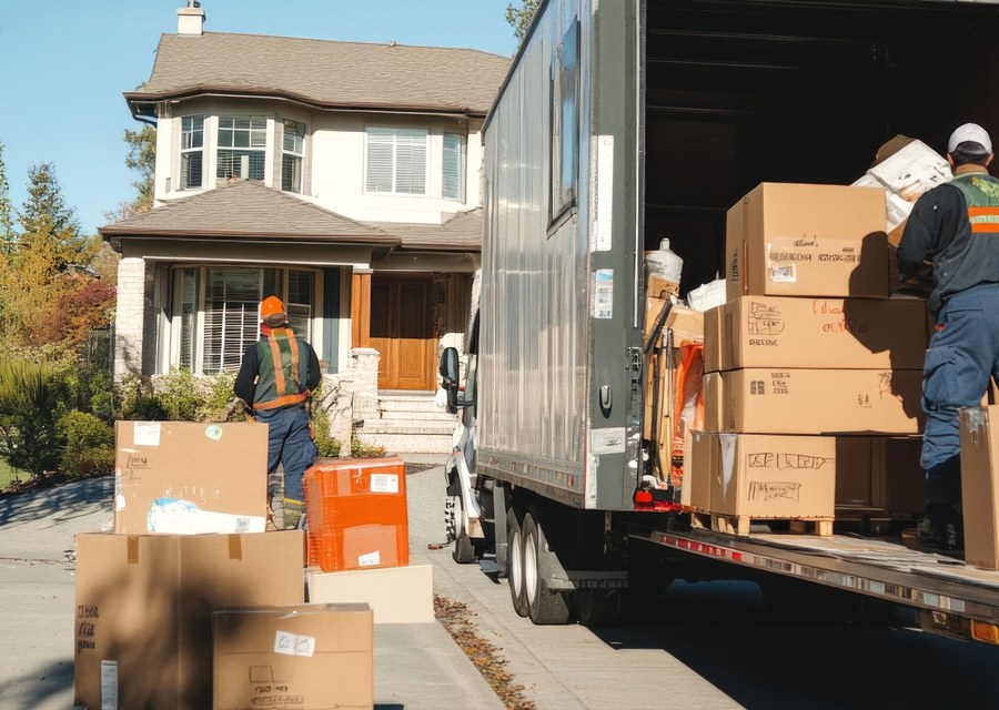 Packed moving truck ready for cross-country transport