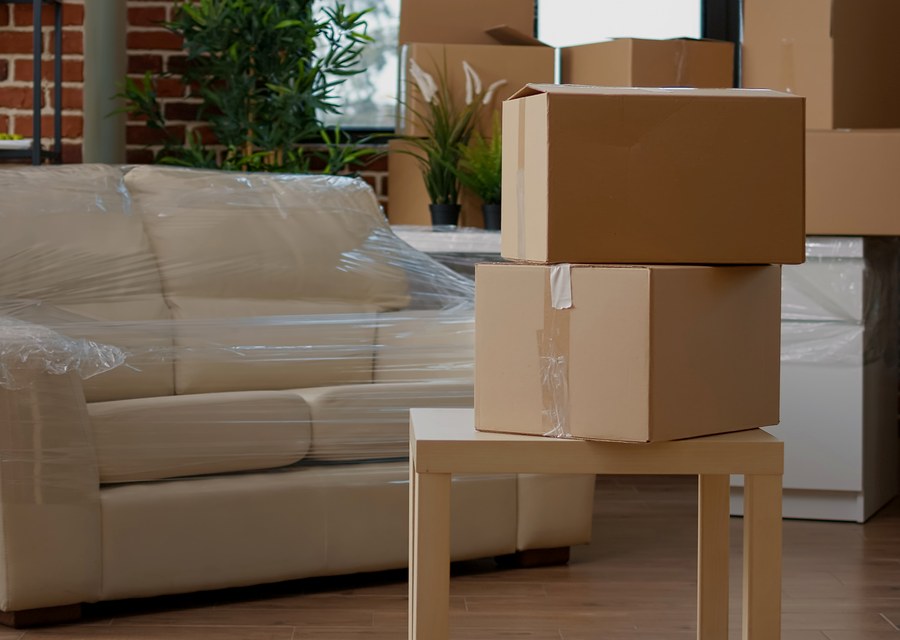 Packed moving truck ready for cross-country transport
