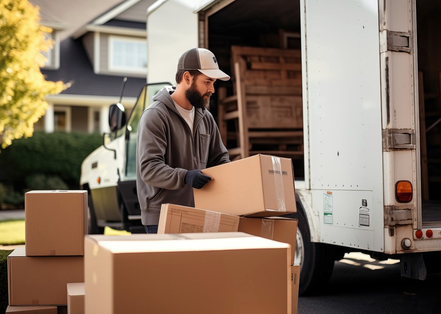 Packed moving truck ready for cross-country transport
