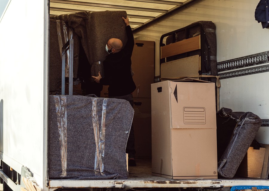 Packed moving truck ready for cross-country transport