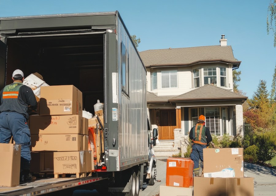 Packed moving truck ready for cross-country transport