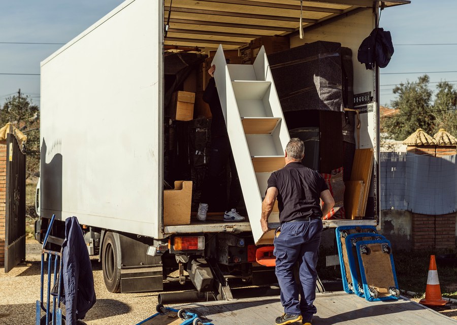 Packed moving truck ready for cross-country transport