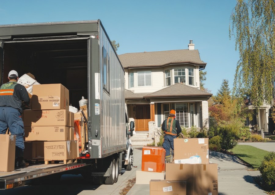Packed moving truck ready for cross-country transport