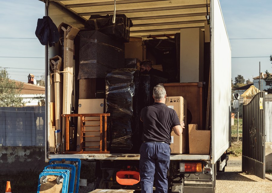 Packed moving truck ready for cross-country transport