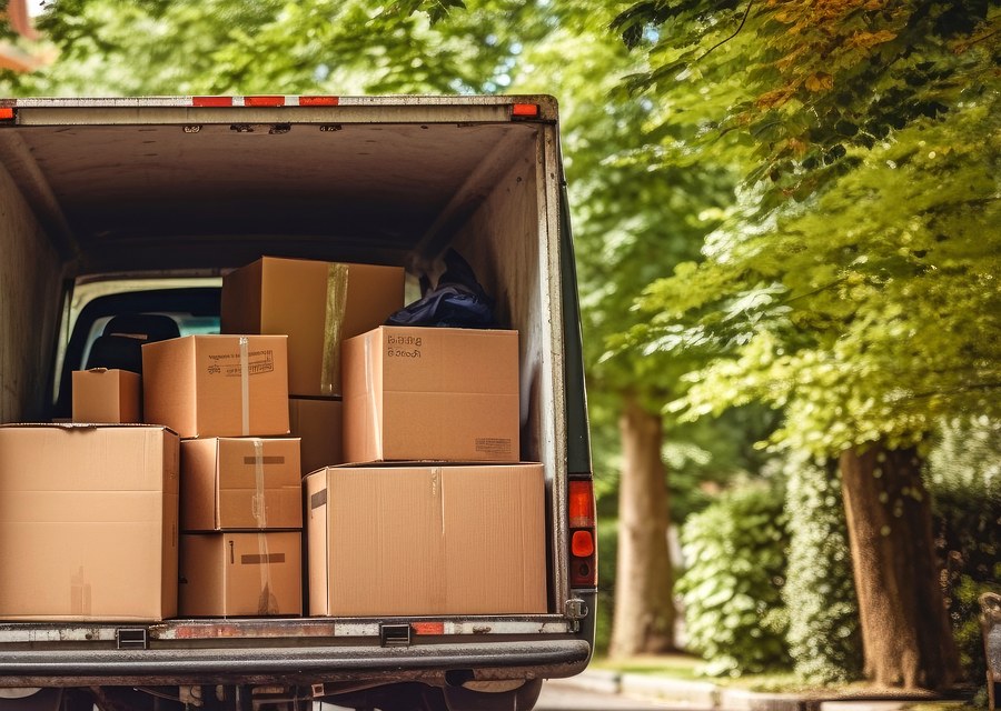Packed moving truck ready for cross-country transport