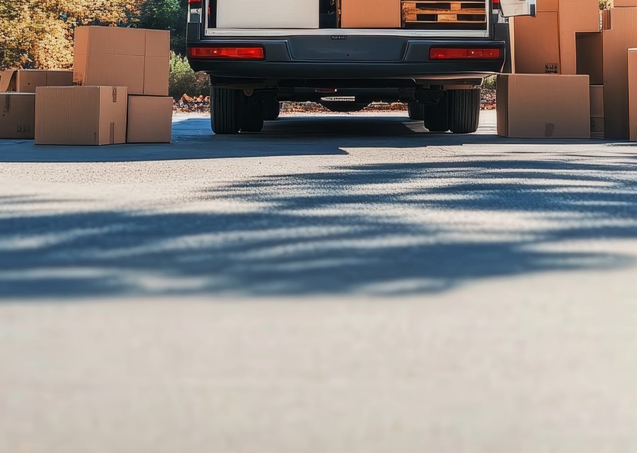 Packed moving truck ready for cross-country transport