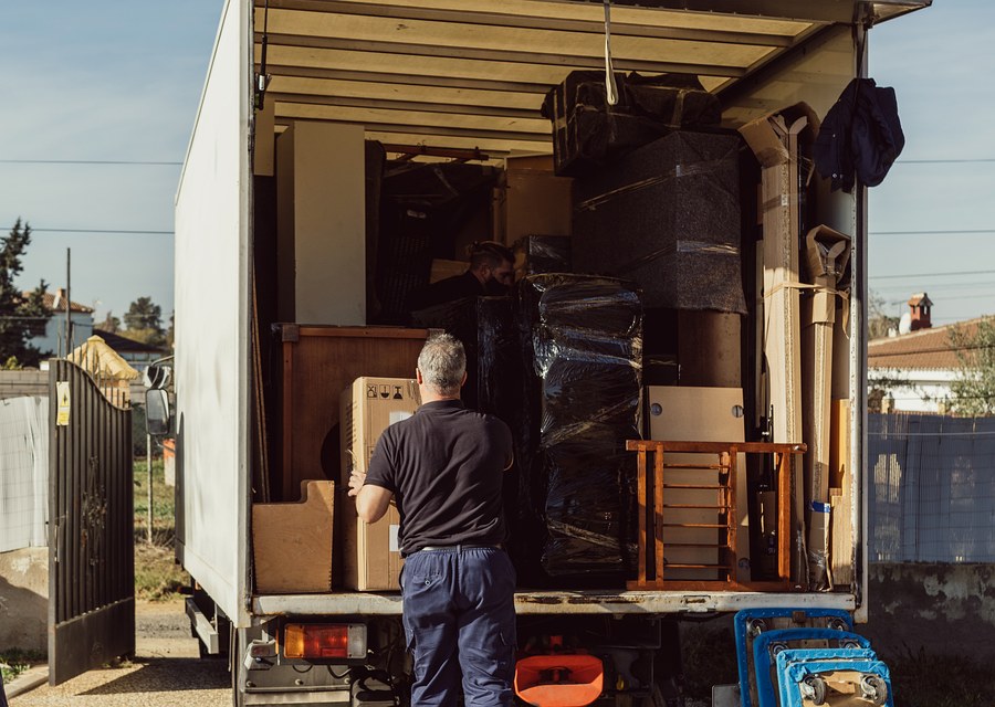 Packed moving truck ready for cross-country transport