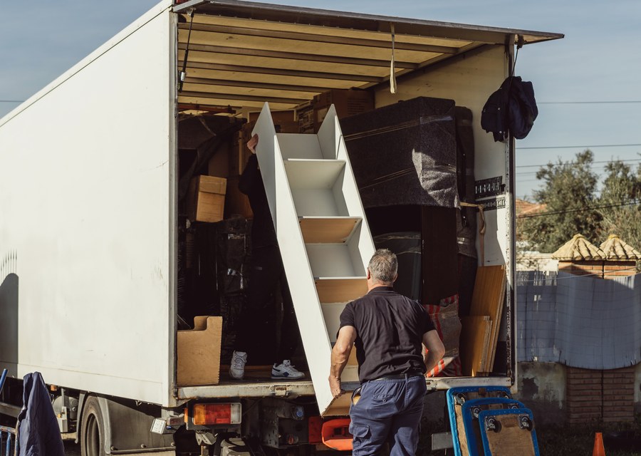 Packed moving truck ready for cross-country transport