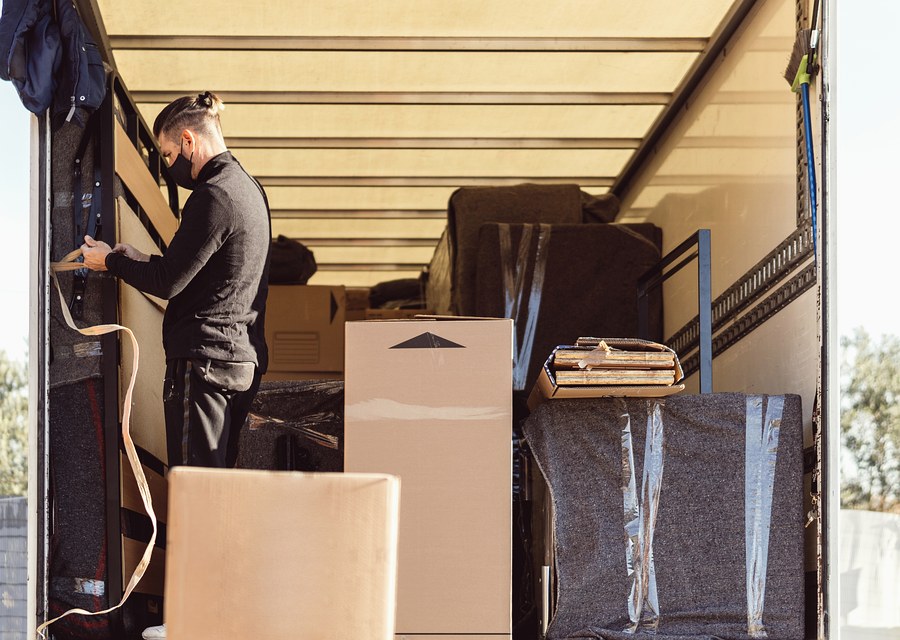 Packed moving truck ready for cross-country transport