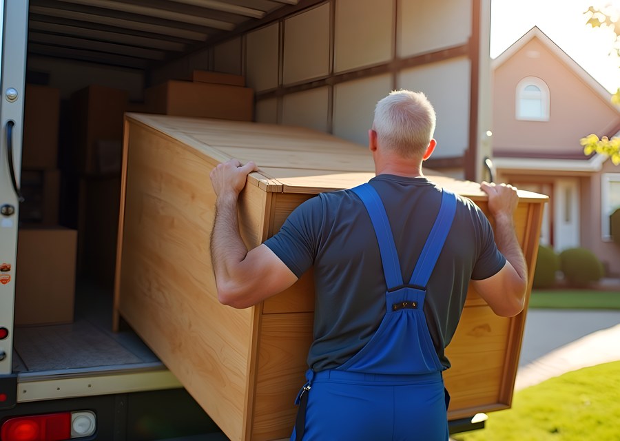 Packed moving truck ready for cross-country transport