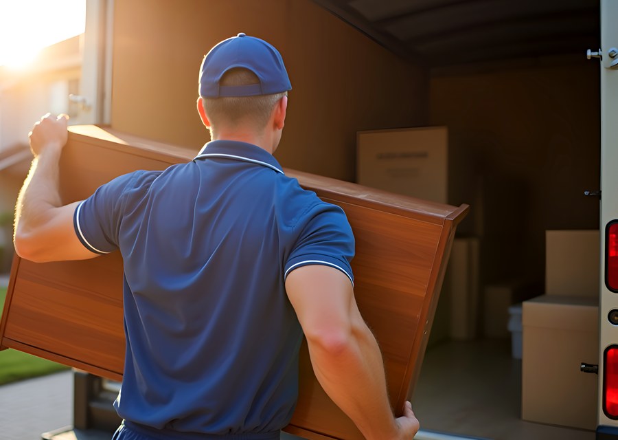 Packed moving truck ready for cross-country transport