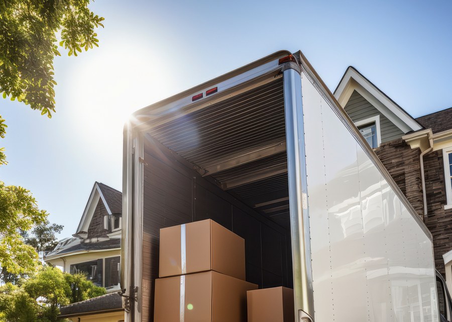 Packed moving truck ready for cross-country transport