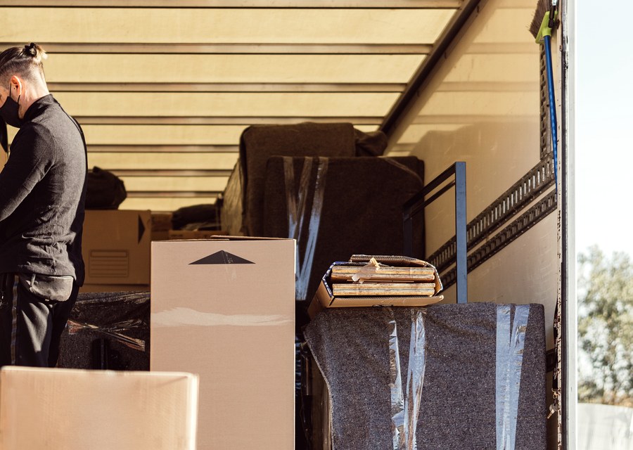 Packed moving truck ready for cross-country transport