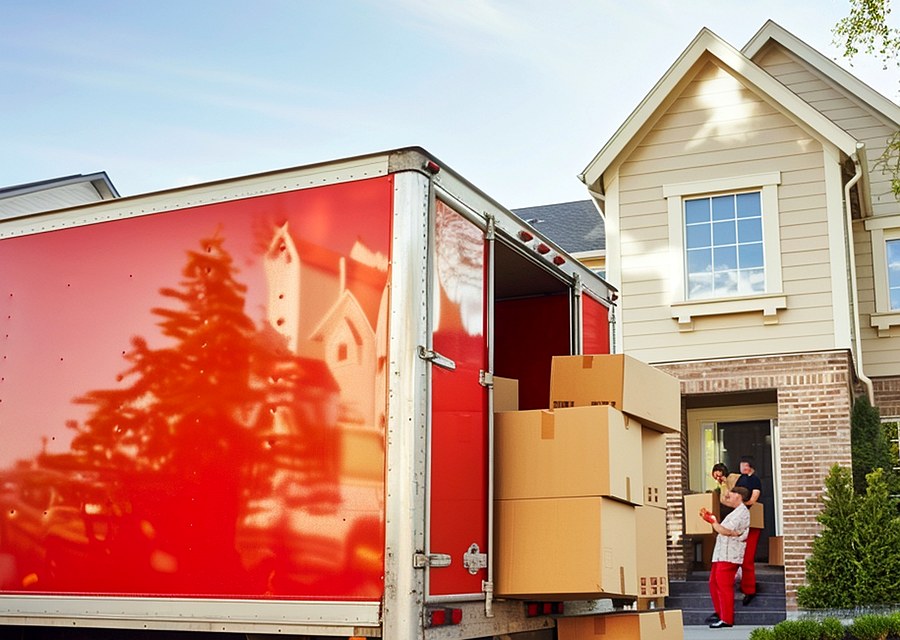Packed moving truck ready for cross-country transport