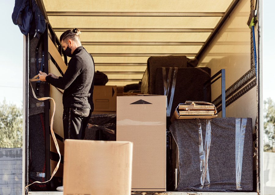 Packed moving truck ready for cross-country transport