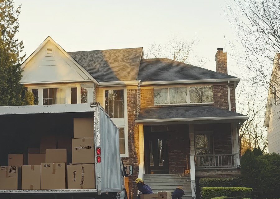 Packed moving truck ready for cross-country transport